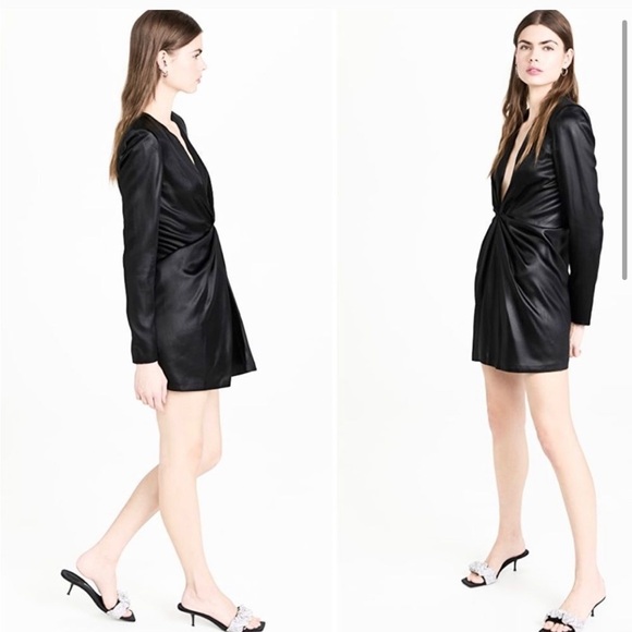 GAUGE81 Zarate black satin long sleeves cocktail evening mini dress Size Small - Picture 2 of 9